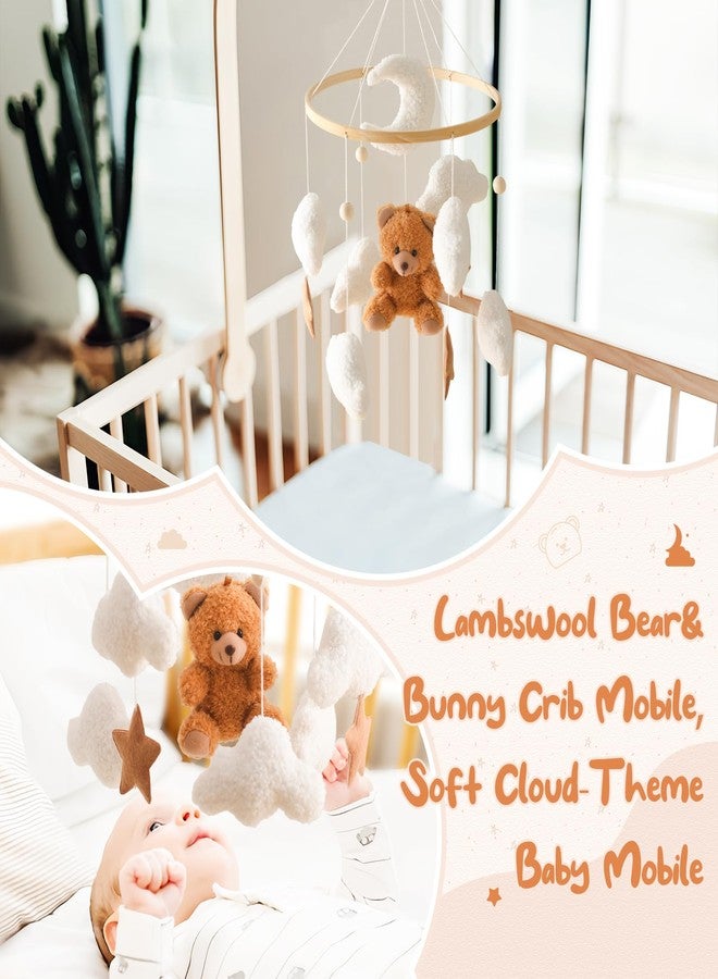 let's make Baby Mobile for Crib Bear Cloud Crib Mobile Handmade Furry Nursery Mobile Gender Neutral Crib Toy Hanging for Nursery Decor Accessories - Image 5
